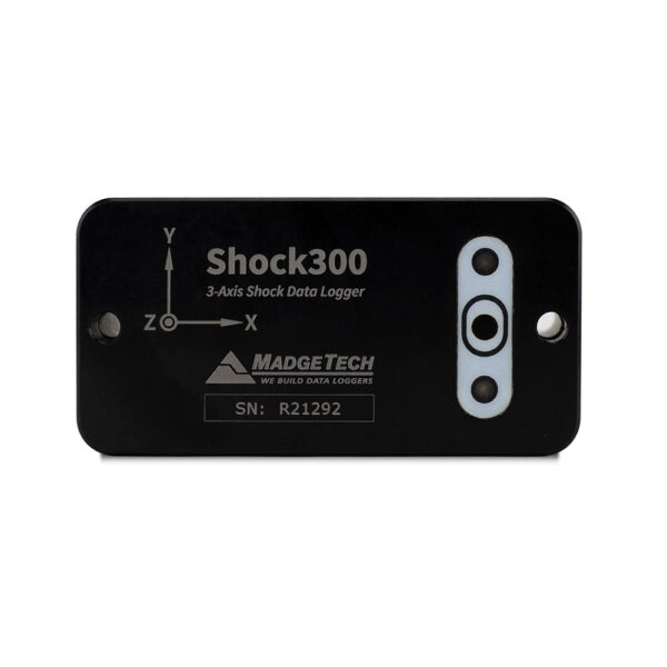 MadgeTech Shock300 vibration data logger measures and records tri-axial shock.