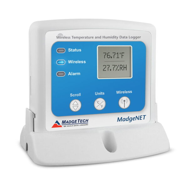 RFRHTemp2000A is a wireless temperature and humidity data logger with LCD display for real time monitoring.