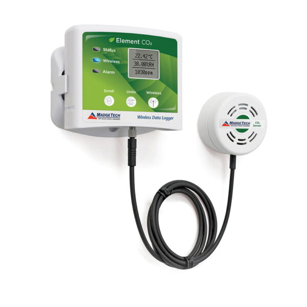 MadgeTech Element CO2 environmental data logger is ideal for Agricultural Studies, Indoor Air Quality (IAQ) Studies, HVAC System Testing, Incubator Monitoring, Building Studies (hospitals, schools, offices) and many other applications.
