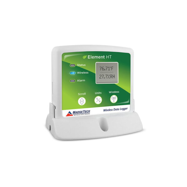 The Element HT is a wireless data logger that measures and records humidity and temperature for agricultural applications.
