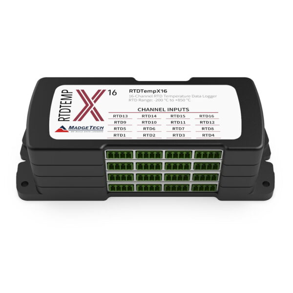 RTDTempX multi channel data logger accepts RTD probes and available as 4, 8, 12 and 16 channel options.