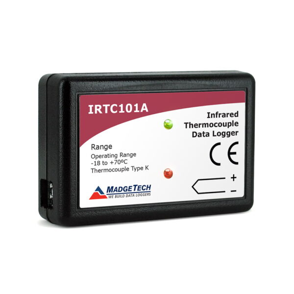 MadgeTech IRTC101A is an infrared thermocouple based temperature data logger to monitor temperatures in moving objects, surfaces, etc.